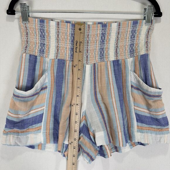 Anthropologie Shorts Womens‎ Small Blue Striped Smocked Beachy Boho Resort Comfy - Picture 13 of 14